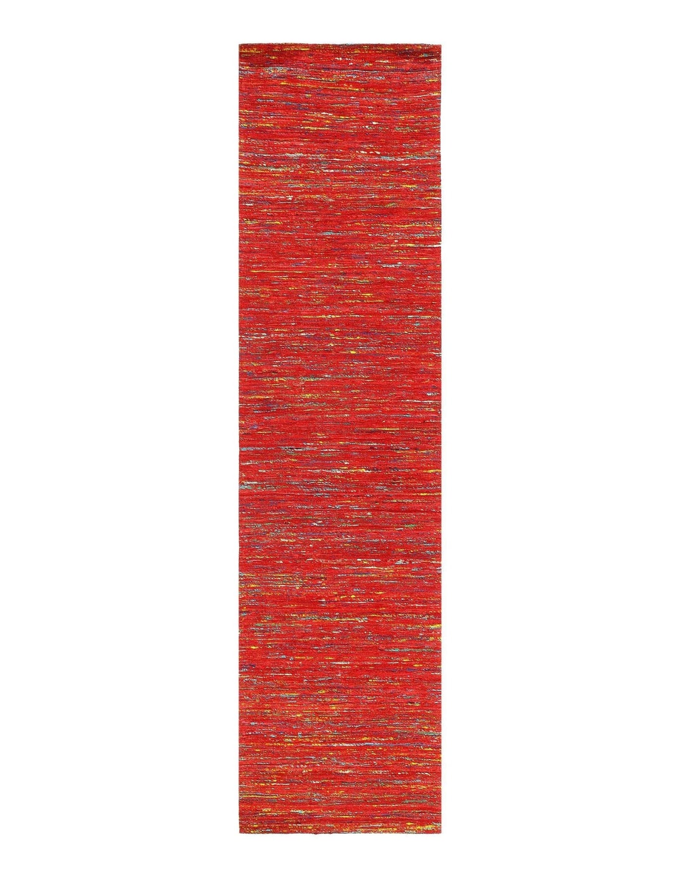 Canvello Red Sari - Silk Modern Flat Weave Runner 2'4'' X 10 - Canvello