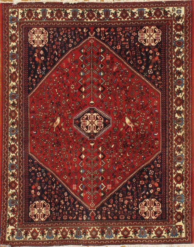 Canvello Red Persian Antique Abadeh Rug - 5' X 6'5''