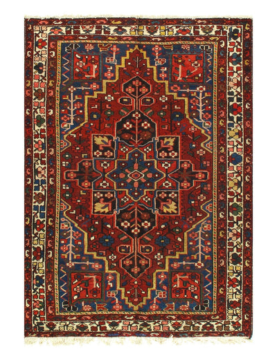 Canvello Red Silkroad Antique Bakhtiari Rugs - 4'7'' X 6'6'' - Canvello