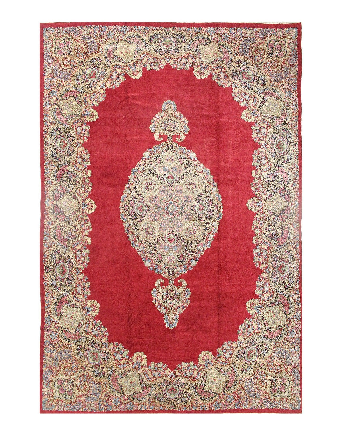 Canvello Red Persian Antique Kerman Rug - 13' X 19'8''
