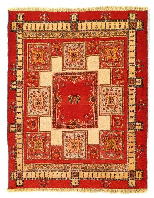 Canvello Red Silkroad Flat Weave Soumak Rug - 4'11'' X 6' - Canvello