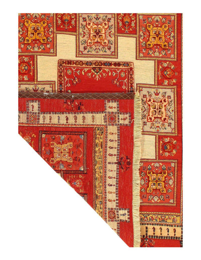 Canvello Red Silkroad Flat Weave Soumak Rug - 4'11'' X 6' - Canvello