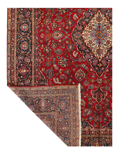 Canvello Red Persian Hand Knotted Kashan Rug - 10'11'' X 14'2''