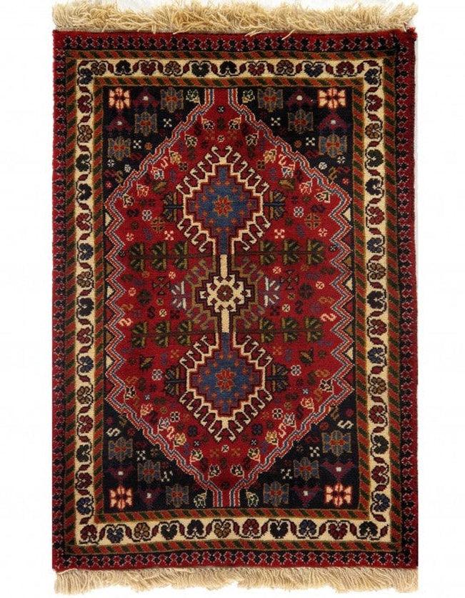 Canvello Red Silkroad Hand - Knotted Yalameh Rug - 2' x 3' - Canvello