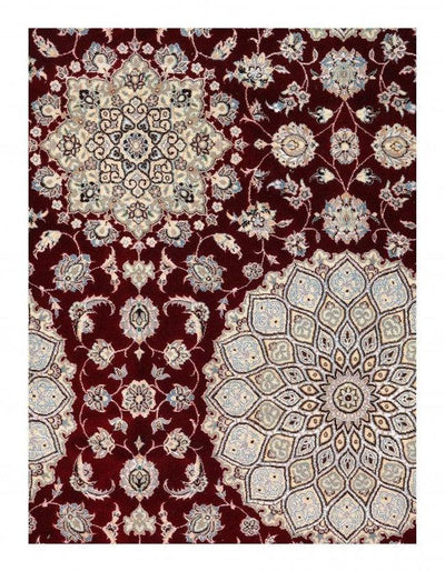 Canvello Red Silkroad Nain Cream Wool Rug - 6L - 7 'x 10' - Canvello