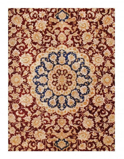 Canvello Red Silkroad Pure Silk Qum Rugs - 3'3'' X 4'9'' - Canvello