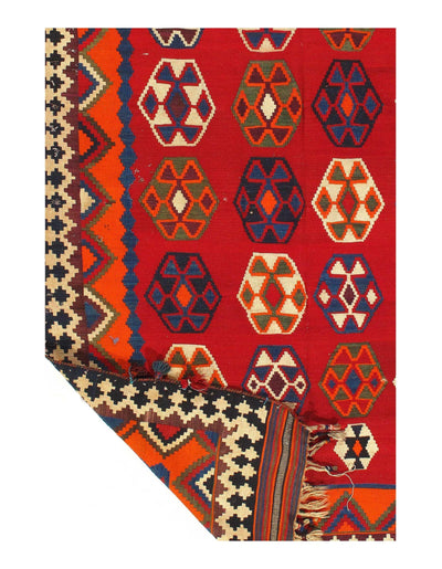 Canvello Red Persian Shiraz Flat Weave Kilim Rugs - 4'9'' X 7'11''