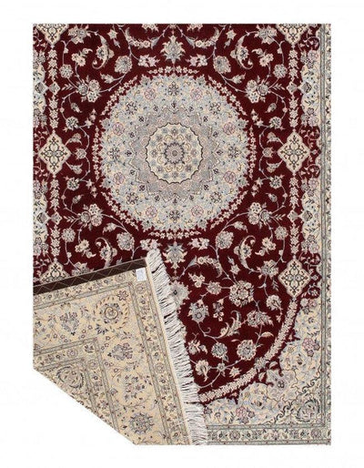 Canvello Red Silkroad Silk And Wool Nain Rug - 6 LA - 6'8"x10'6" - Canvello