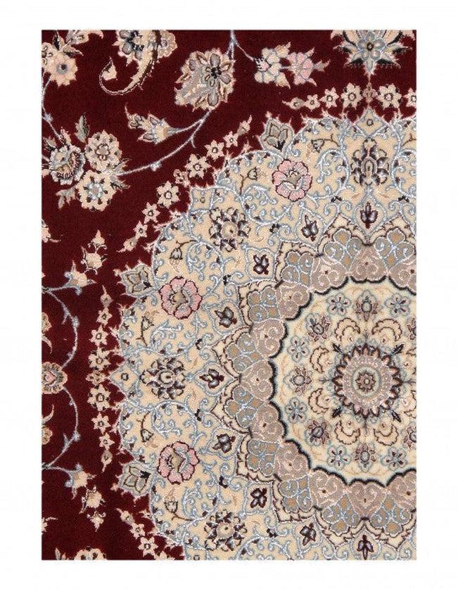 Canvello Red Silkroad Silk And Wool Nain Rug - 6 LA - 6'8"x10'6" - Canvello