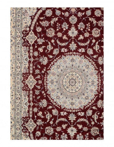 Canvello Red Silkroad Silk And Wool Nain Rug - 6 LA - 6'8"x10'6" - Canvello