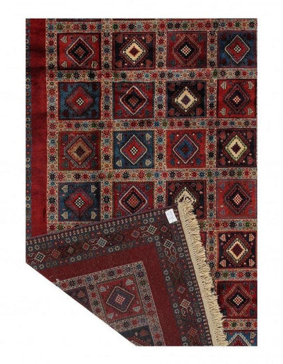 Canvello Red Silkroad Yalameh Blue And Green Rug - 5'1'' X 8'2'' - Canvello