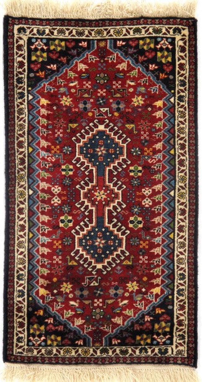 Canvello Red Silkroad Yalameh Navy And Beige Rugs - 2' X 3'9" - Canvello