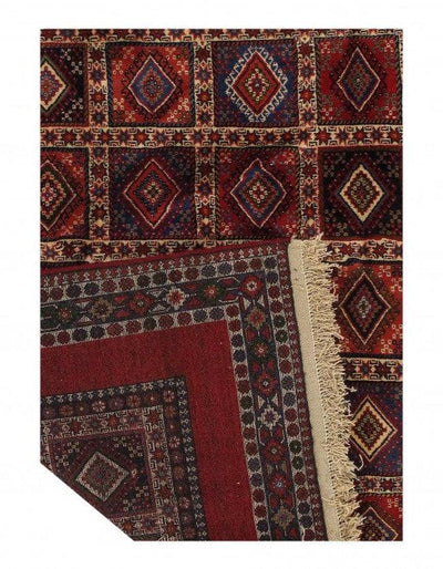 Canvello Red Persian Yalameh Vintage Wool Rug - 5' X 6'7"