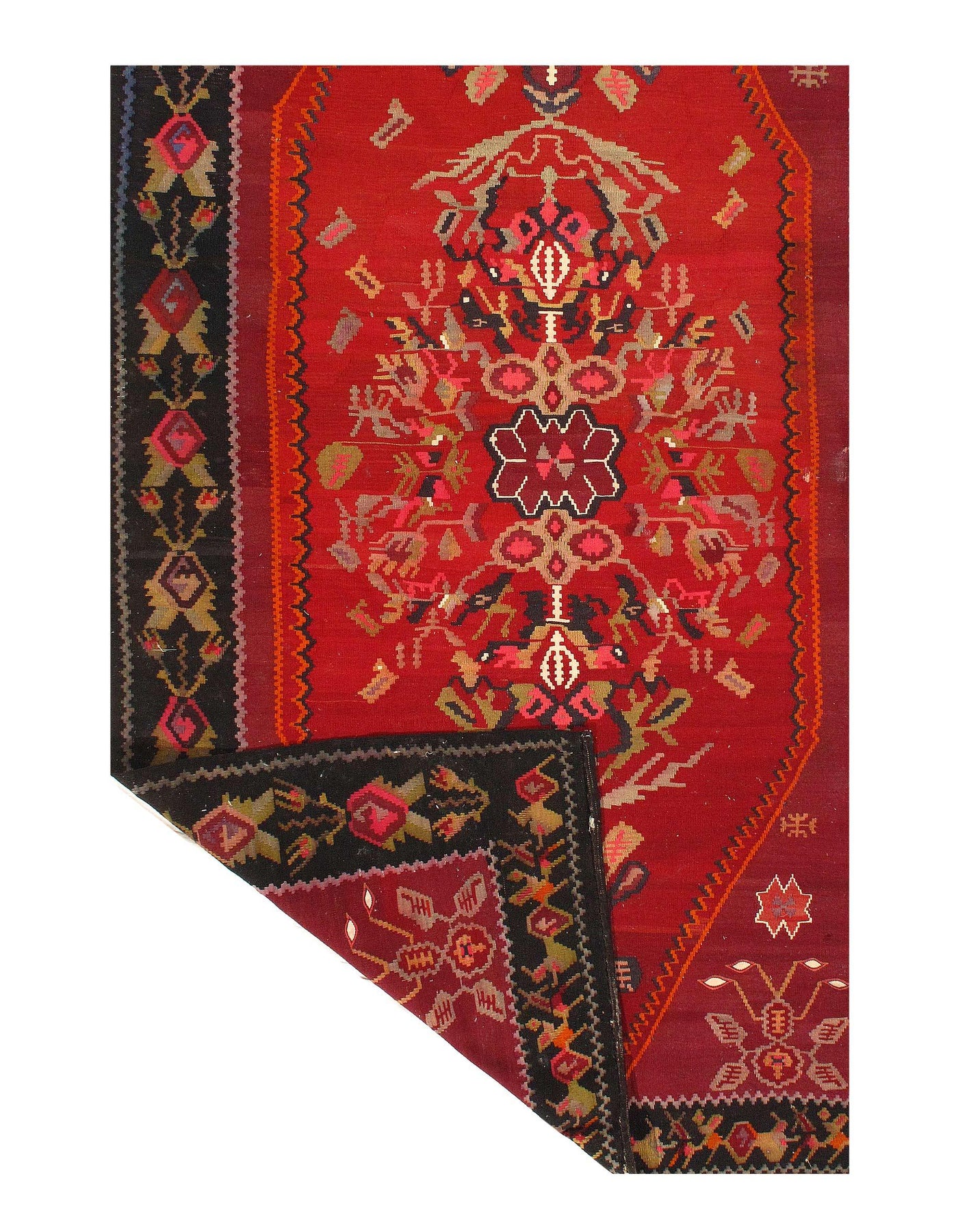 Red Turkish Antique Kilim 4'11'' X 8'8''