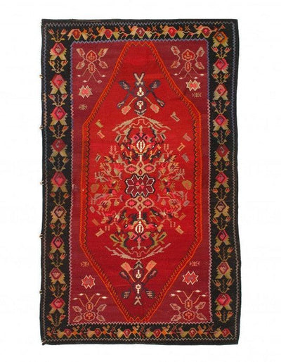 Canvello Red Turkish Antique Kilim 4'11'' X 8'8'' - Canvello