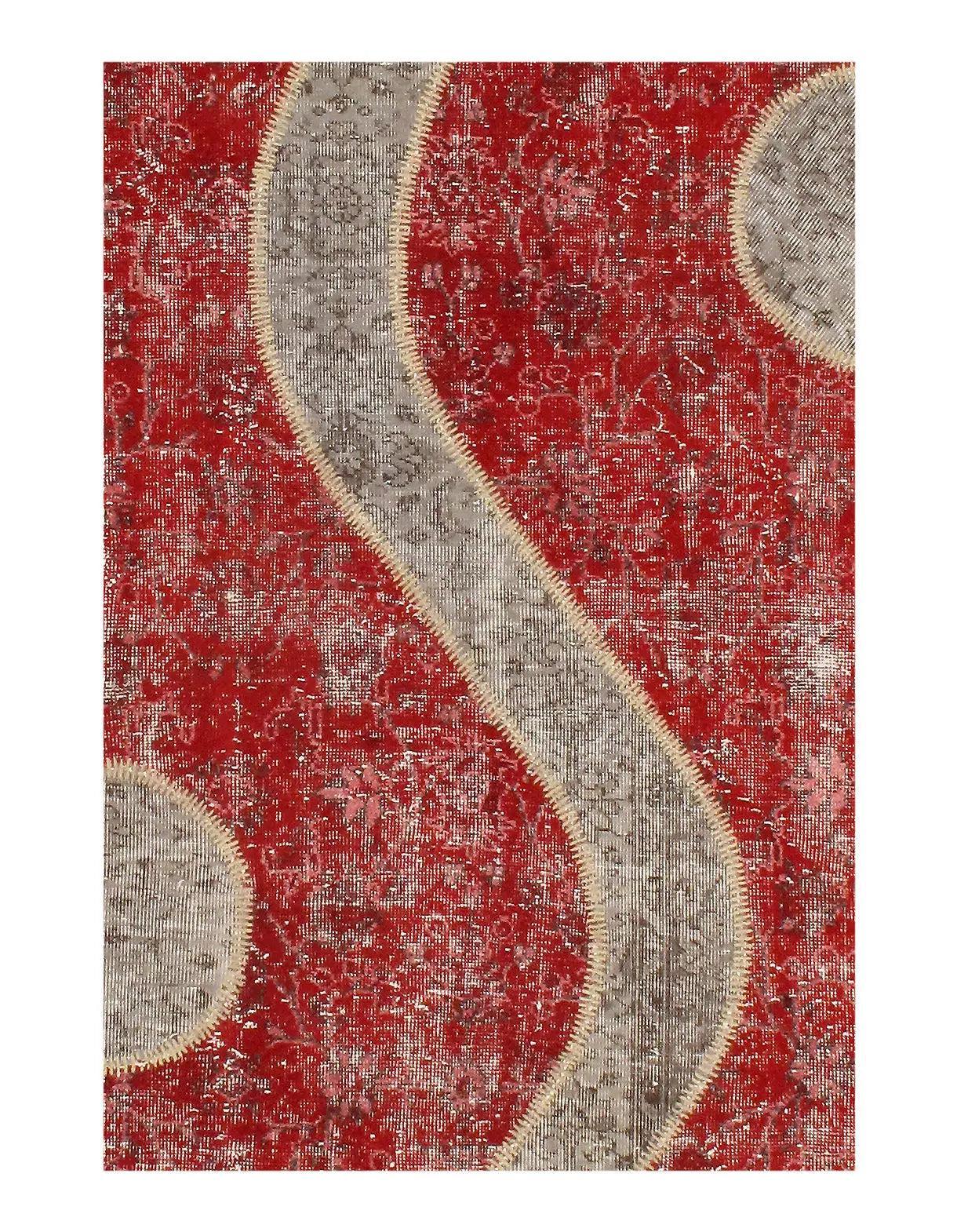 Canvello Red Turkish Patchwork Rug - 6' X 9' - Canvello