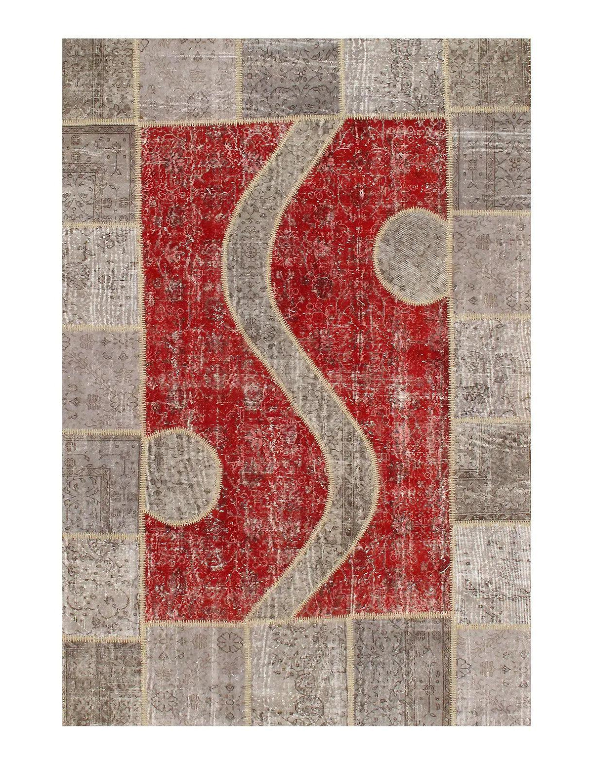 Alfombra de patchwork turca roja Canvello - 6' X 9'
