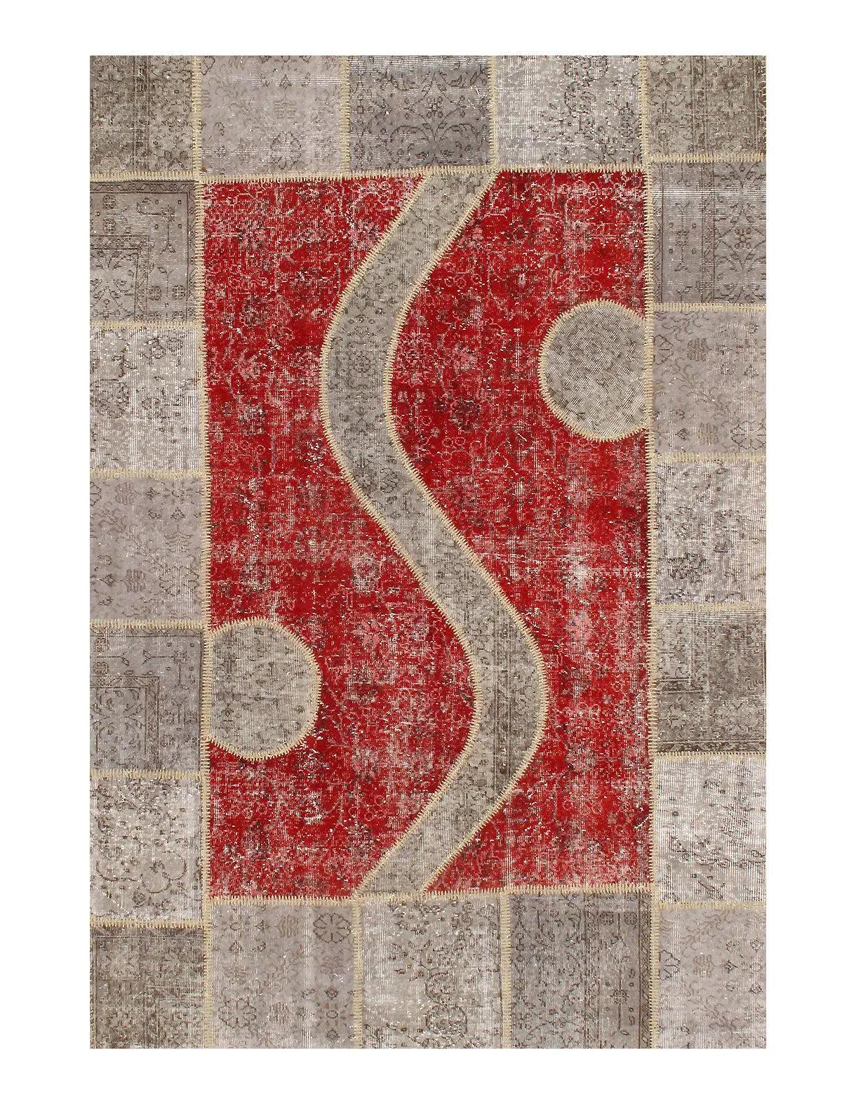 Canvello Red Turkish Patchwork Rug - 6' X 9' - Canvello