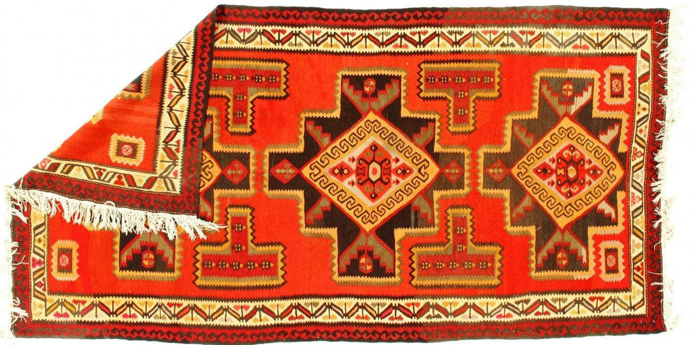 Canvello Red Vintage Silkroad Kilim Rugs - 5' x 10' - Canvello