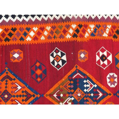 Canvello Red Vintage Silkroad Shiraz Kilim Rug - 5'8" X 9'8" - Canvello