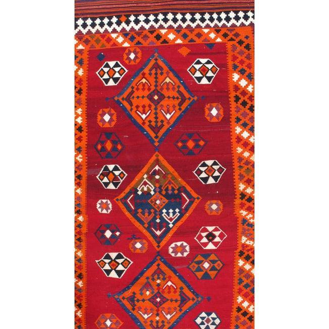 Canvello Red Vintage Silkroad Shiraz Kilim Rug - 5'8" X 9'8" - Canvello