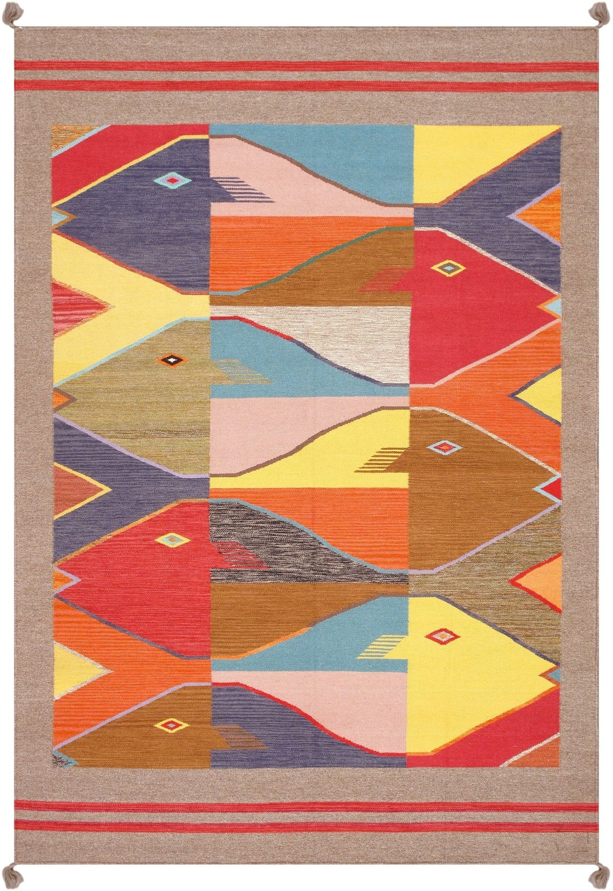 18 世紀古董高加索哈薩克羊毛客廳地毯 - 3'7'' X 7'5''