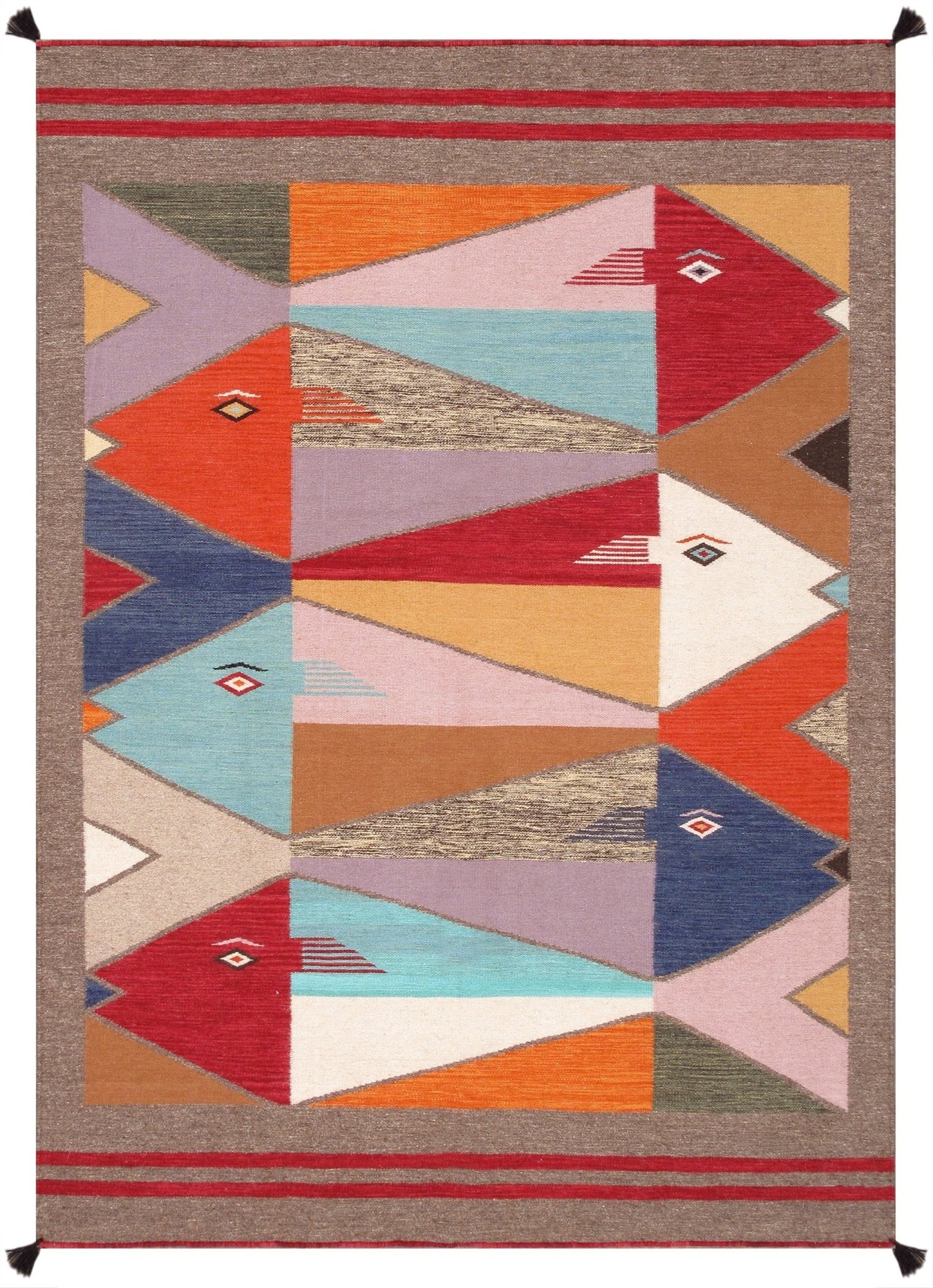 Canvello Reversible Wool Multicolor Area Rug - 5'2'' X 7'2'' - Canvello