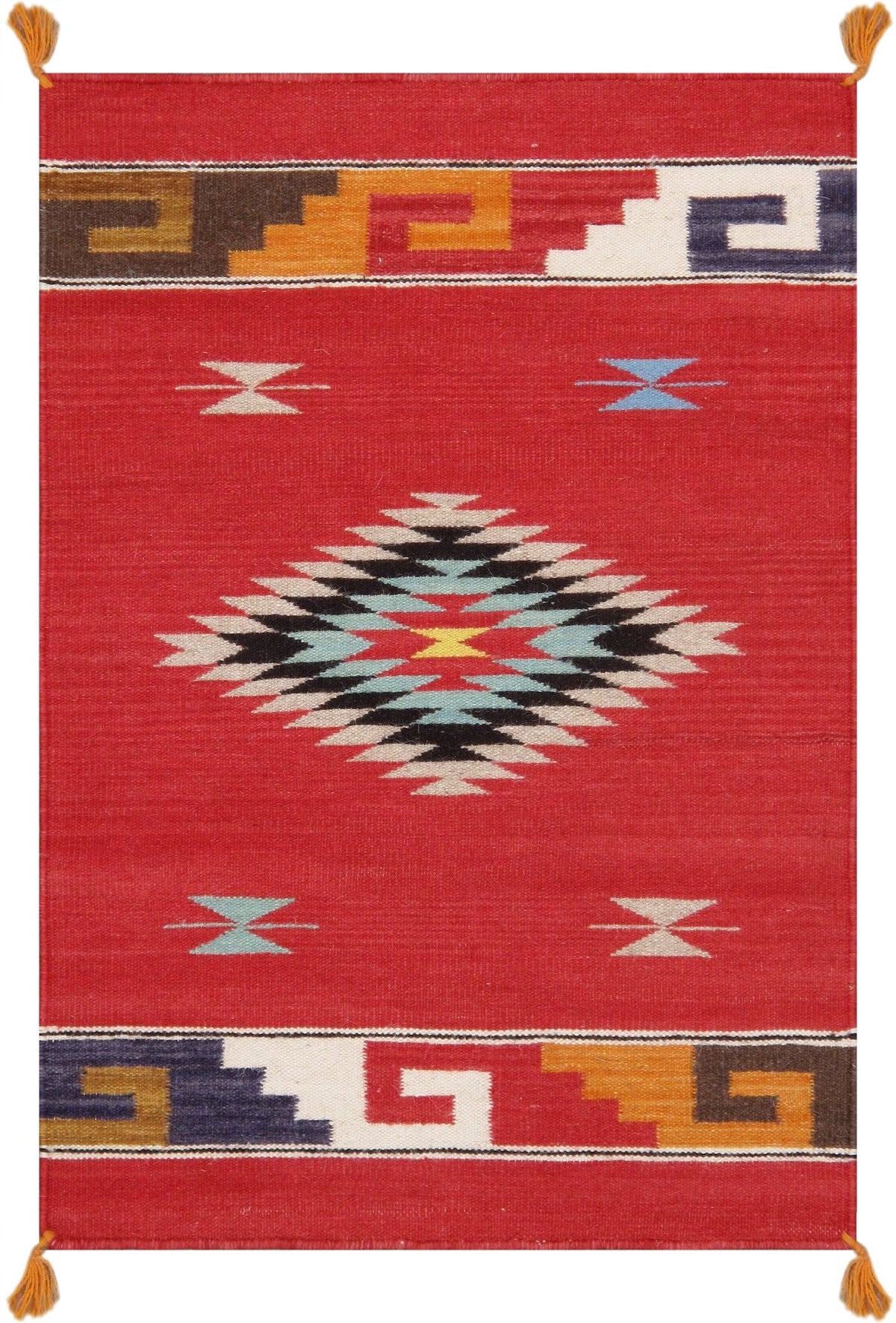Alfombra de lana kazaka caucásica antigua del siglo XVIII para sala de estar - 3'7'' X 7'5''