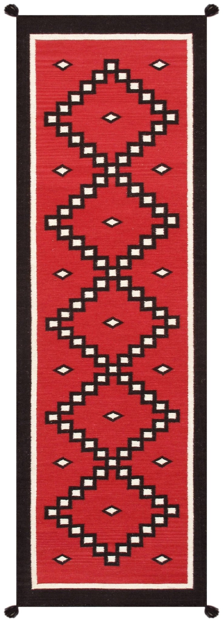 Canvello Reversible Wool Red Area Rug- 2'7'' X 8'2''