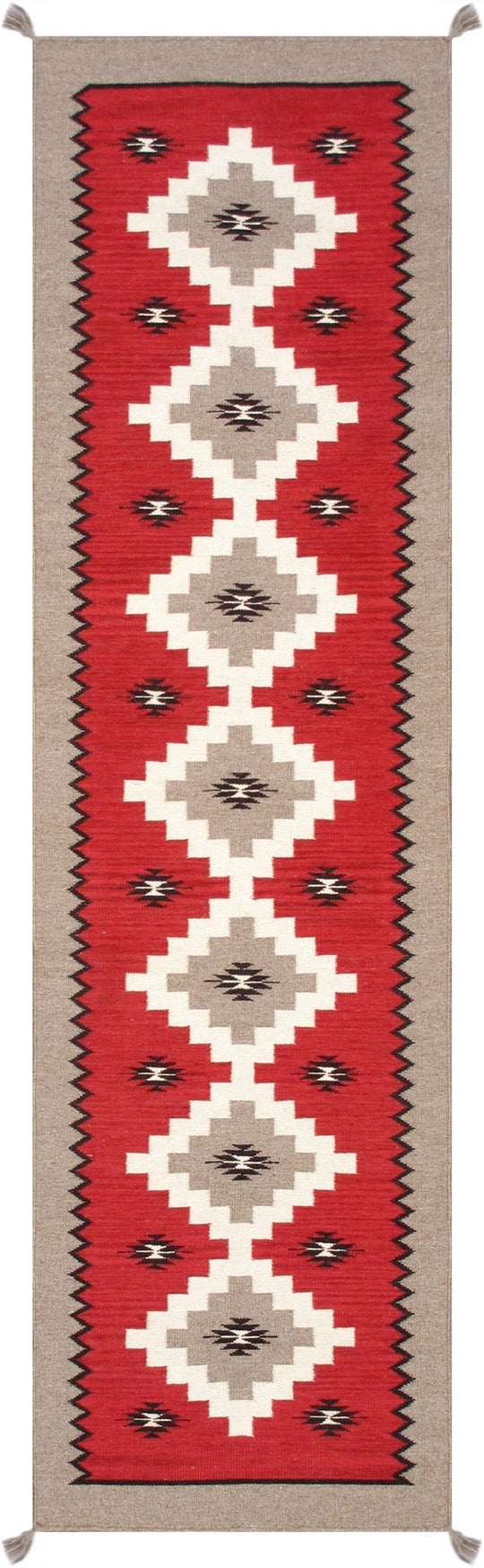 Canvello Reversible Wool Red Area Rug- 2'7'' X 9'9''