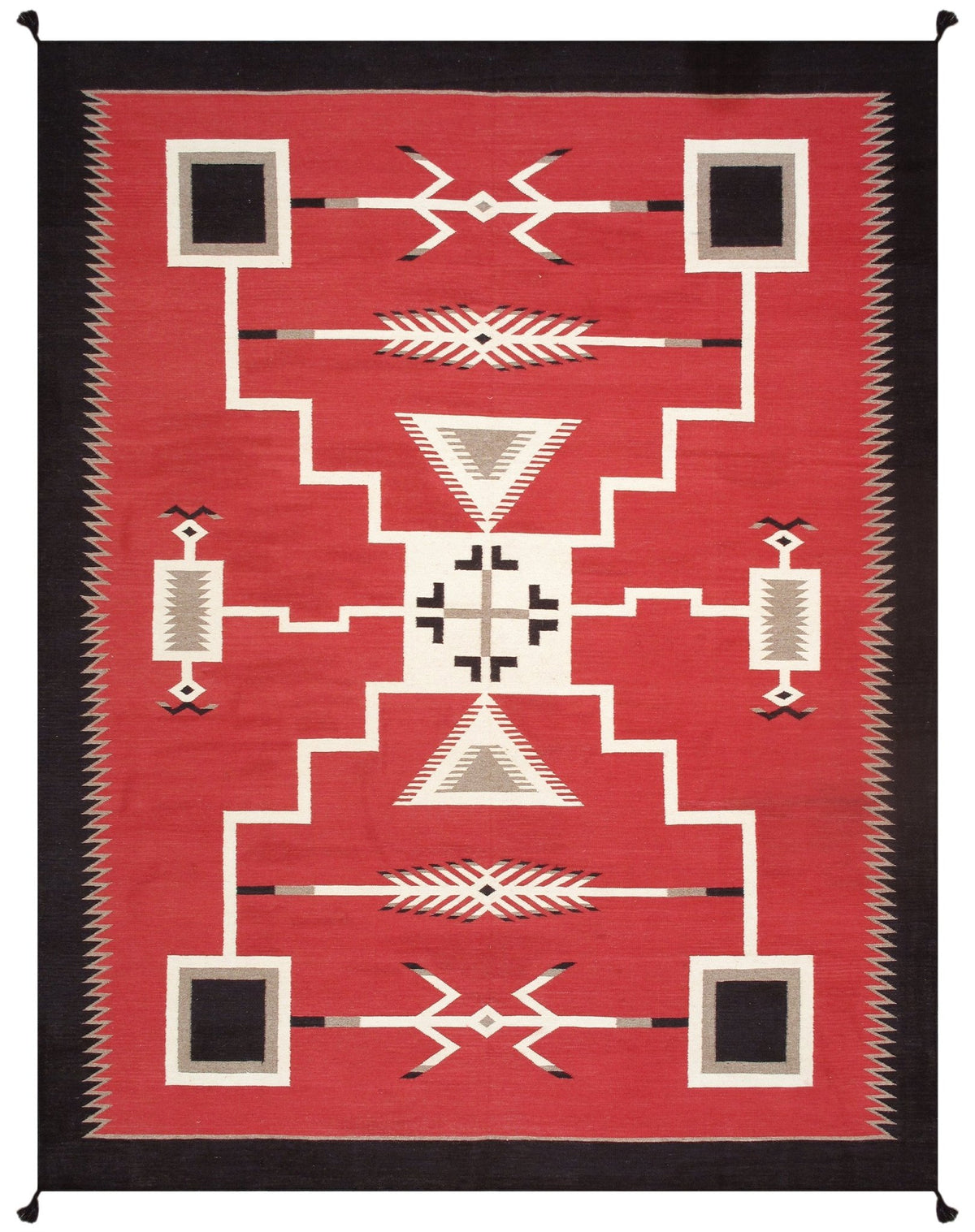 Canvello Reversible Wool Red Area Rug- 9' X 11'10''