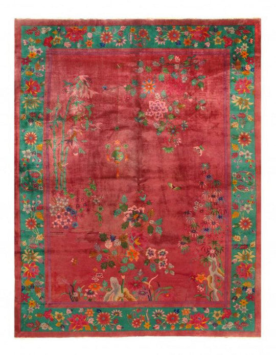 Canvello Rose Color Antique Chinese Art Deco - 8'8'' X 11'3''