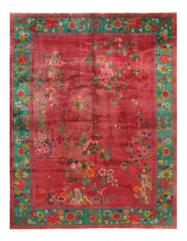 Canvello Rose Color Antique Chinese Art Deco - 8'8'' X 11'3'' - Canvello