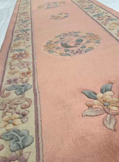 Rose color Fine Hand Knotted Chinese Peking Runner 2'3'' X 12'
