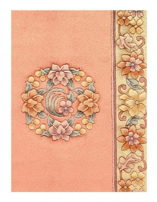 Canvello Rose color Fine Hand Knotted Chinese Peking Runner 2'3'' X 12' - Canvello