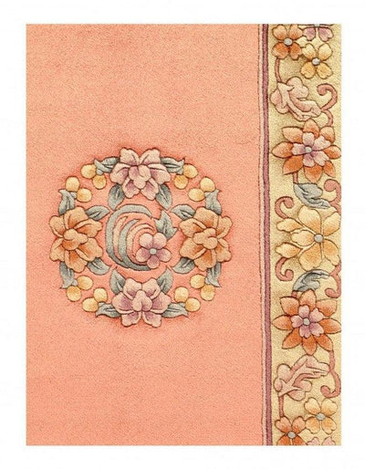 Canvello Rose color Fine Hand Knotted Chinese Peking Runner 2'3'' X 12' - Canvello