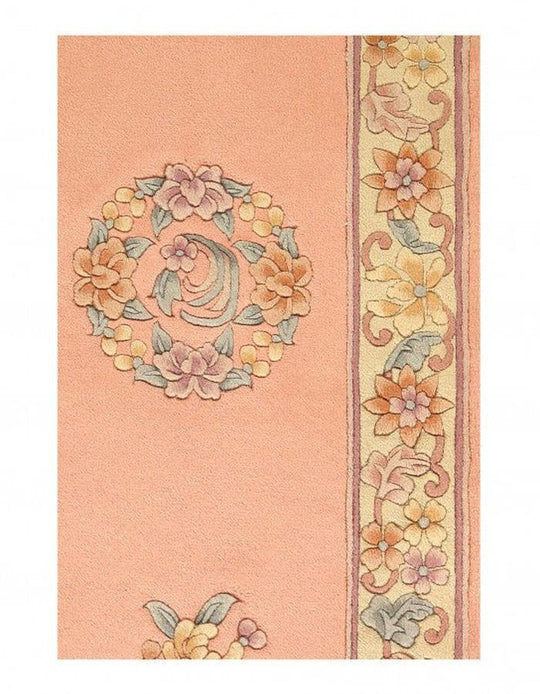 Canvello Rose color Fine Hand Knotted Chinese Peking Runner 2'3'' X 12' - Canvello