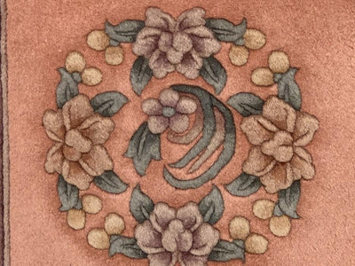 Canvello Rose color Fine Hand Knotted Chinese Peking Runner 2'3'' X 12' - Canvello