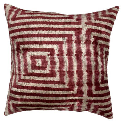 Canvello Rose Velvet Turkish Ikat Pillow - 16'' X 16'' - Canvello