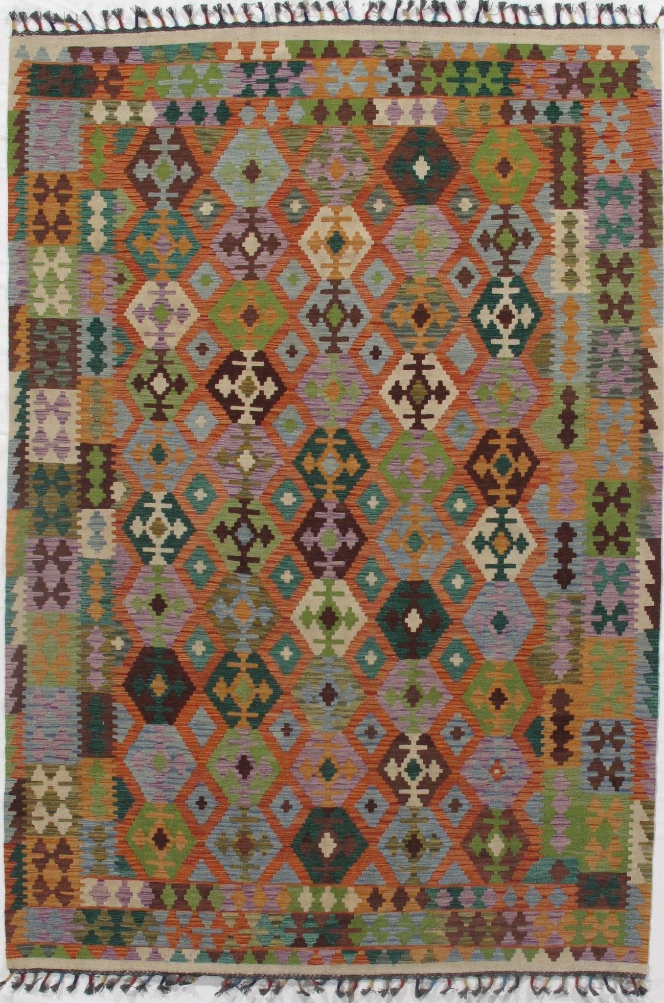 Canvello Rug Multi color Flat weave kilim - 6'8''X 9'7'' - Canvello