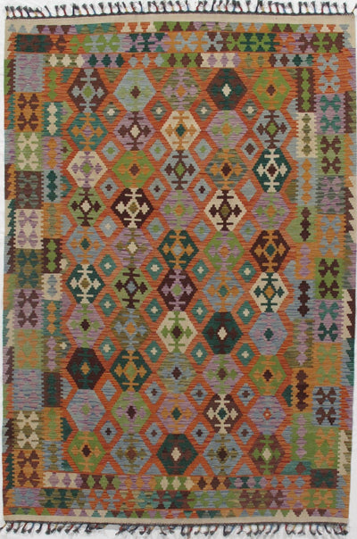 Canvello Rug Multi color Flat weave kilim - 6'8''X 9'7'' - Canvello