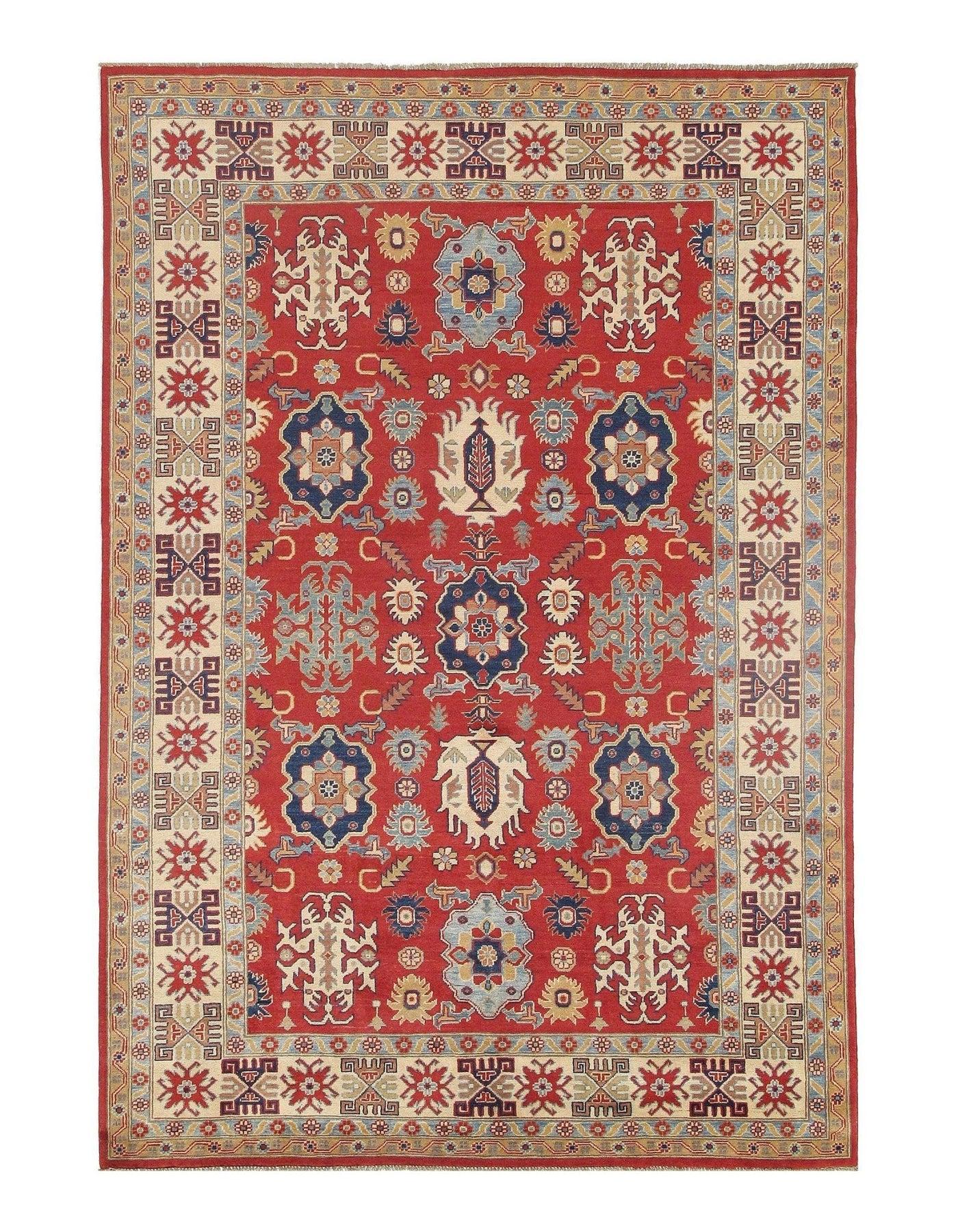 Canvello Rug Red Kazak Design Rug - 6'7" X 9'6" - Canvello