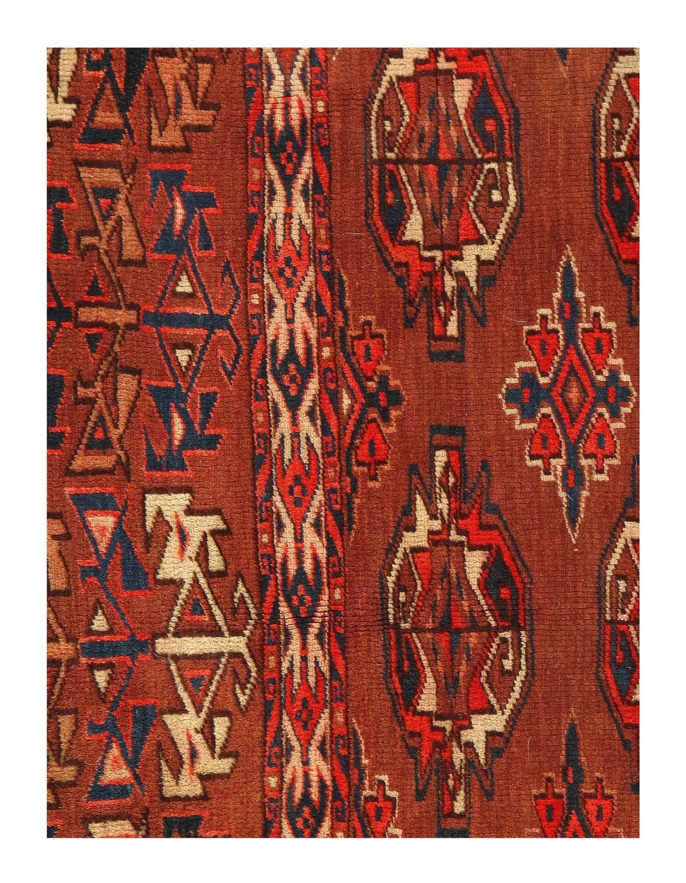 Canvello Rust Antique Russian Turkoman Scatter Rug 2'7'' X 4'' - Canvello