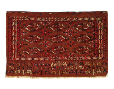 Canvello Rust Antique Russian Turkoman Scatter Rug 2'7'' X 4'' - Canvello