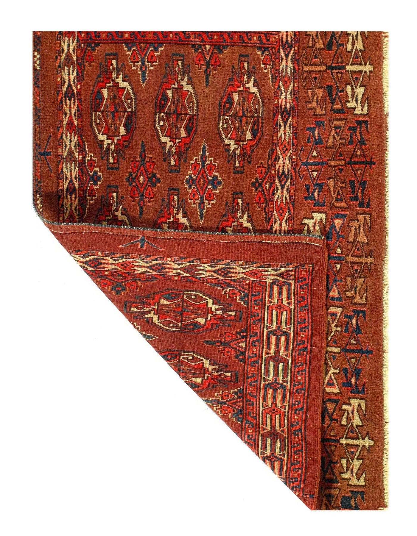 Canvello Rust Antique Russian Turkoman Scatter Rug 2'7'' X 4'' - Canvello