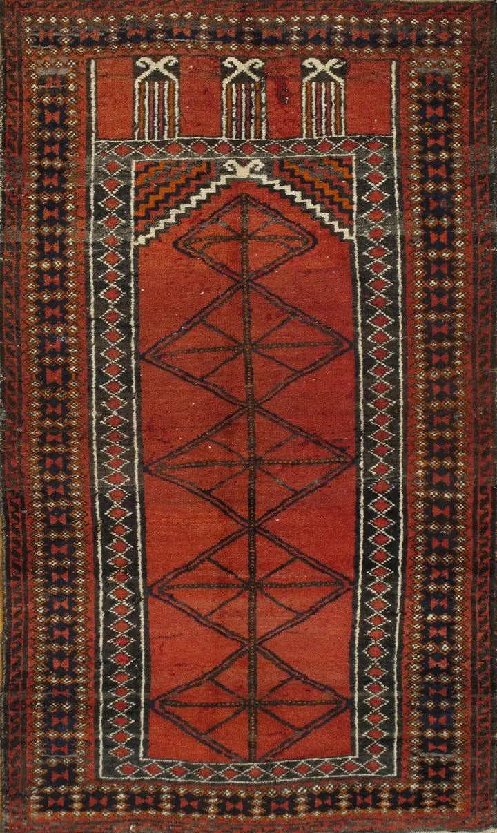 Canvello Rust Balouchi Prayer Rug - 3' x 5'