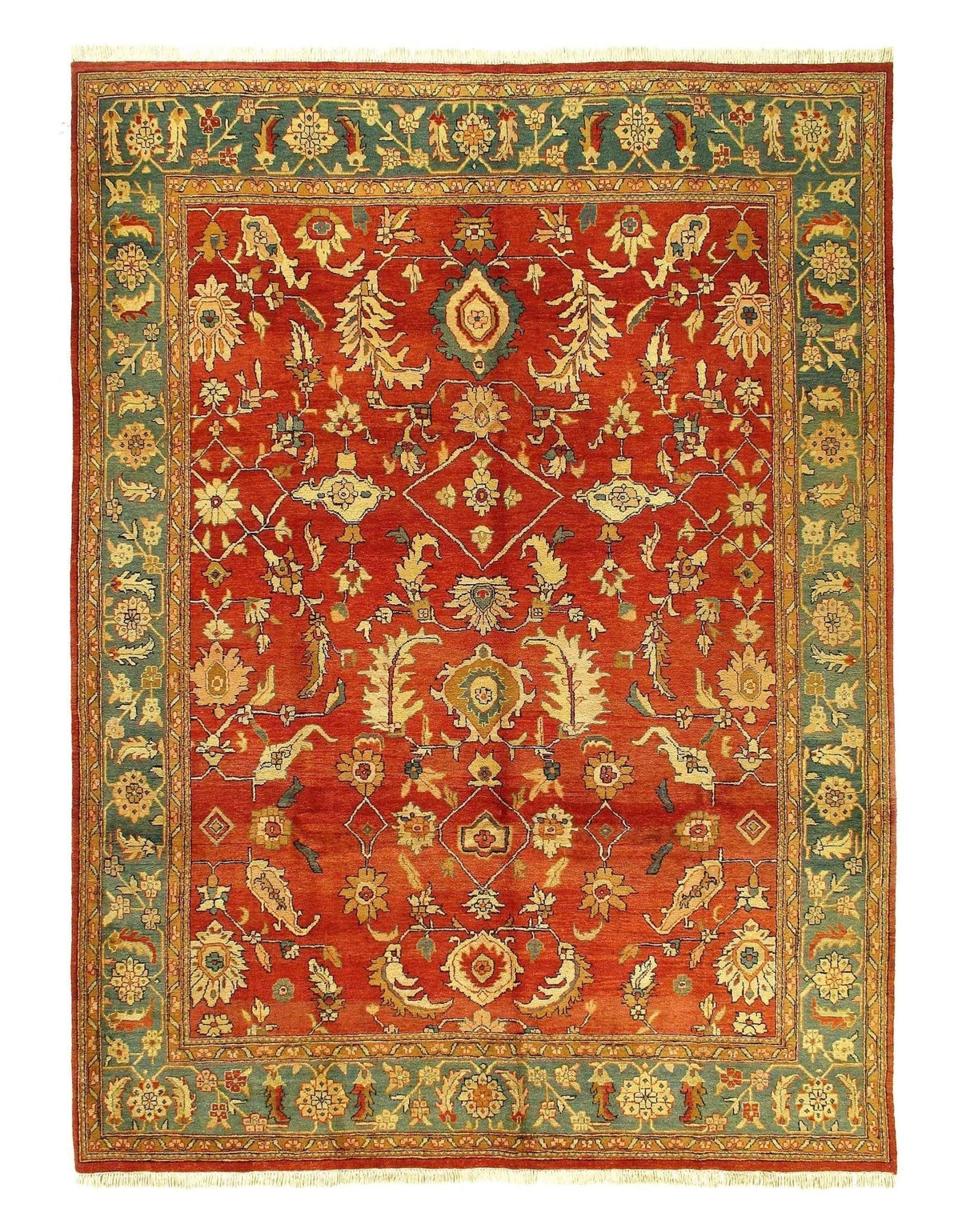 Canvello Rust Color fine Agra Rug - 9' X 12' - Canvello