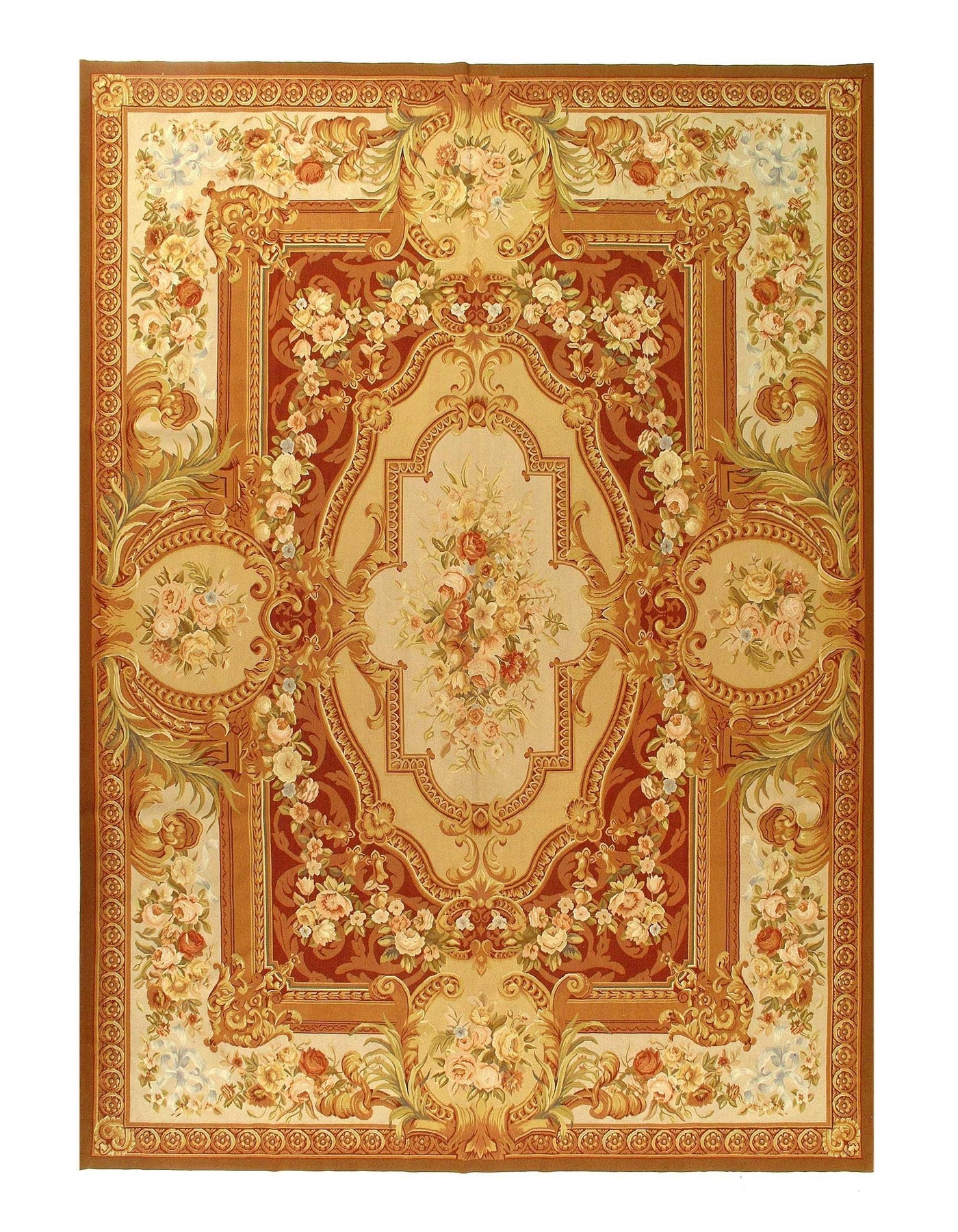 Rust Color Fine Hand Knotted Abusson Rug 10' X 14'