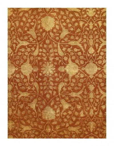 Canvello Rust Color Fine Hand Knotted Silk & wool Tabriz Design 8'2'' X 12'1'' - Canvello