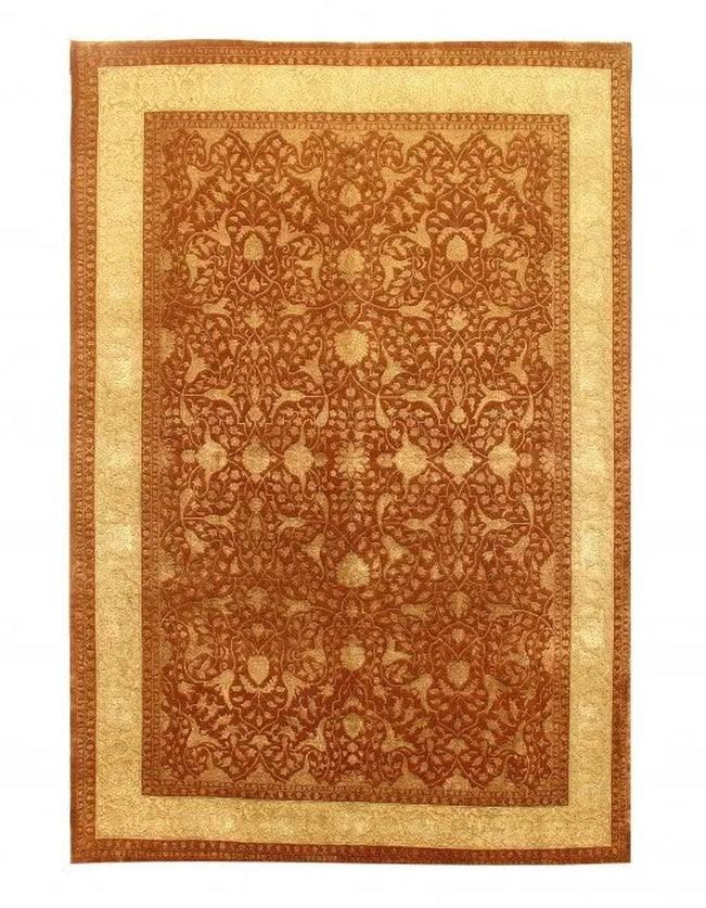 Canvello Rust Color Fine Hand Knotted Silk & wool Tabriz Design 8'2'' X 12'1'' - Canvello